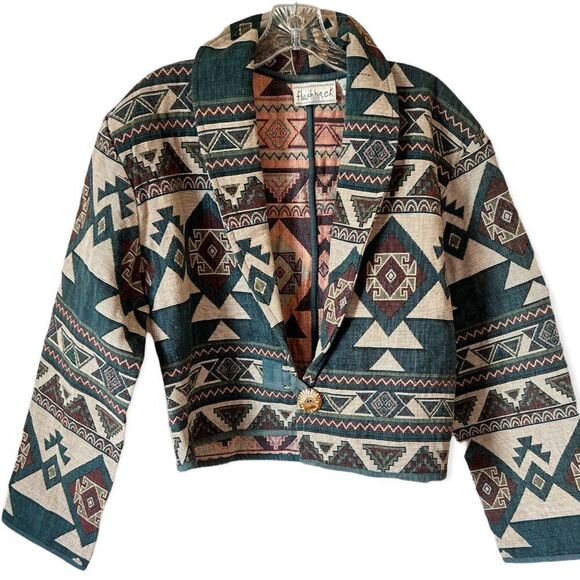 Vintage Flashback Southwestern Tapestry Bolero Jacket - Picture 9 of 9